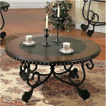 Traditional Round Metal Cocktail Table